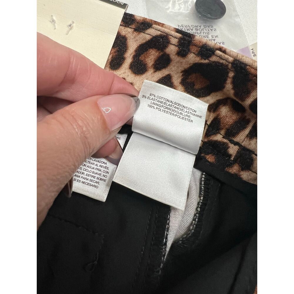 Anne Klein Leopard Print Bootcut Pants Size 6 NWT Mid Rise Stretch Animal Print - Picture 12 of 13